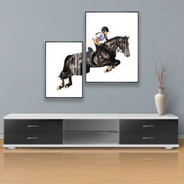 Modern High Gloss House Decoration Wall Art 2 of Set Painting - Black - 70 x 50 cm