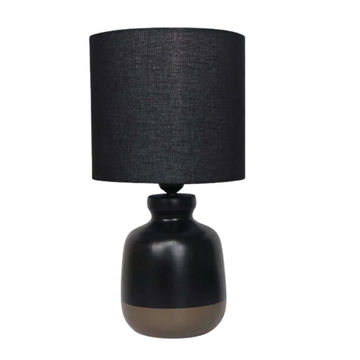 LAMP TABLE-TWO TONE BLACK-GREY FABRIC SHADE