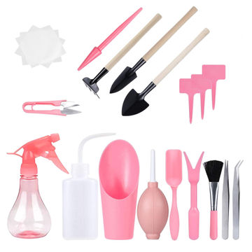 16Pcs Succulent Mini Garden Planting Hand Tools Set - Pink