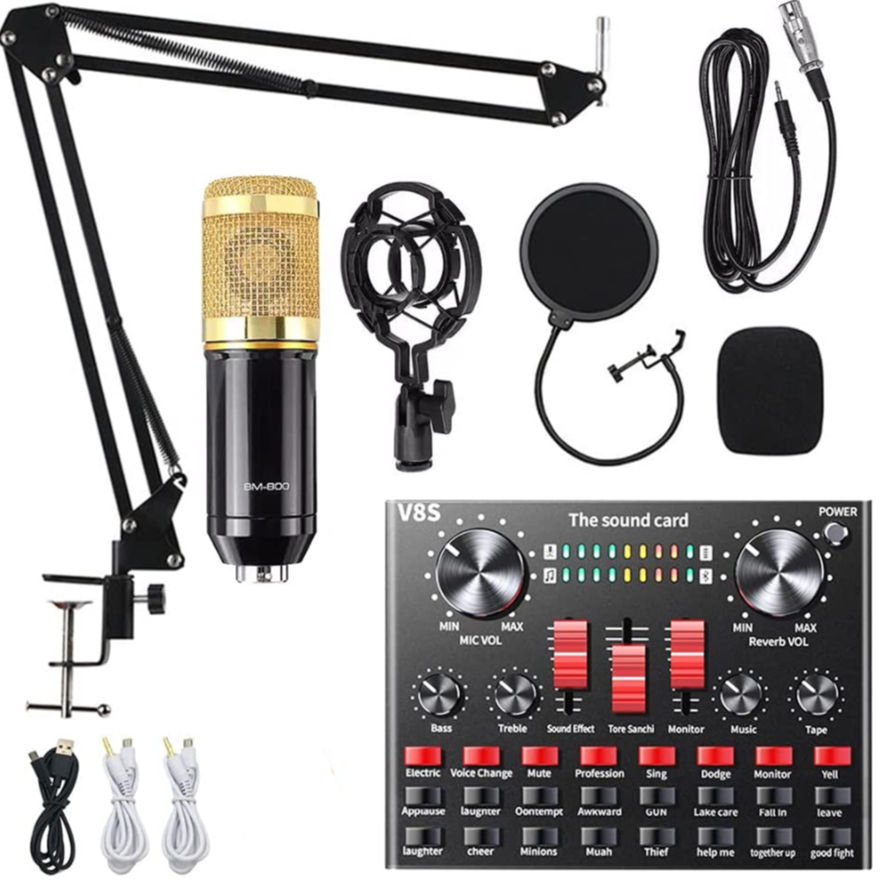 Condenser Microphone Bundle With Sound Card - BM800-V8S
