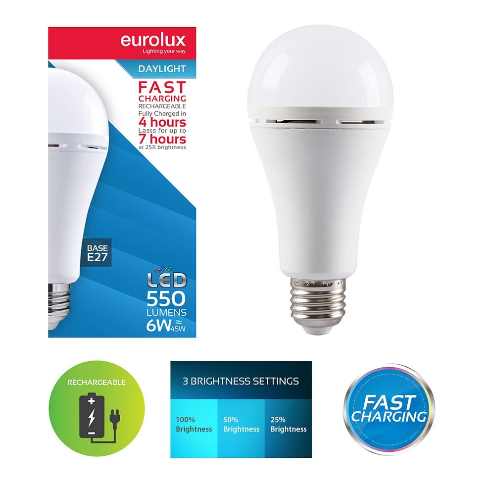 Rechargeable Fast Charging Lamp E27 LED 6w 6500K