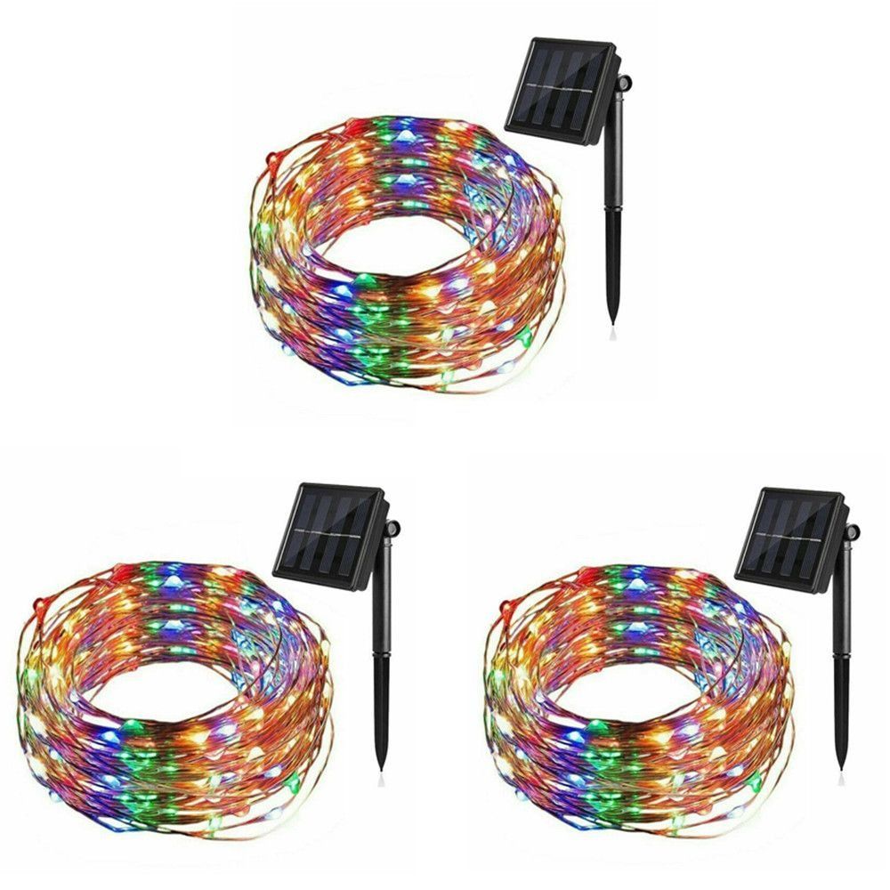 3 x Solar Fairy Lights LED Outdoor String Light Christmas Light 10m - Multi Colour