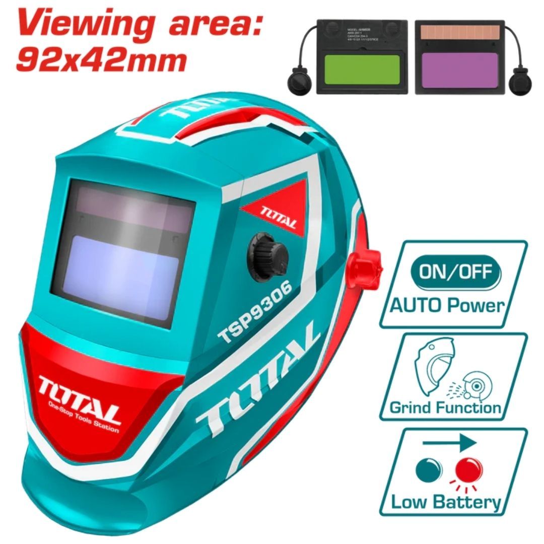 Total Auto-Darkening Welding Helmet 92X42Mm 110X90X9Mm Din4- 2 Pack