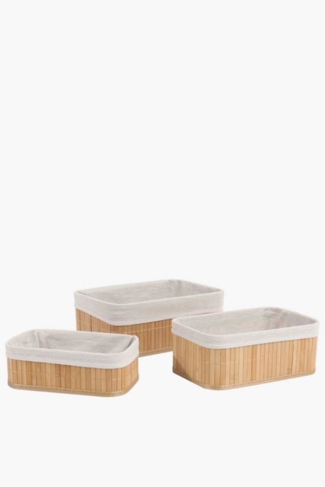 3 PIECE VALUE BAMBOO UTILITY SET Small, Medium & Large Organiser Baskets