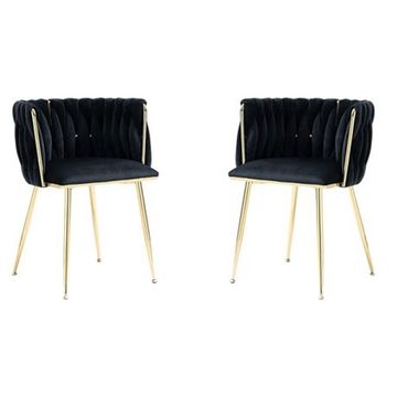 Prestige Home - Set of 2 - Ayaan Black Velvet Dining Chair