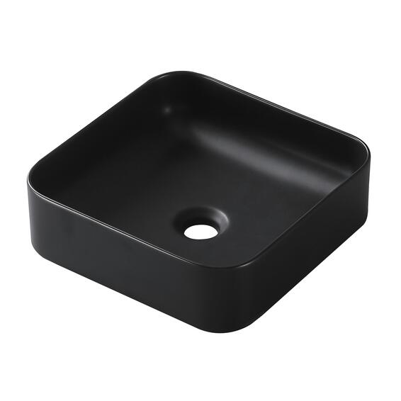 Studio Ceramic Square Basin Matt Black W36cmxD36cmxH12cm