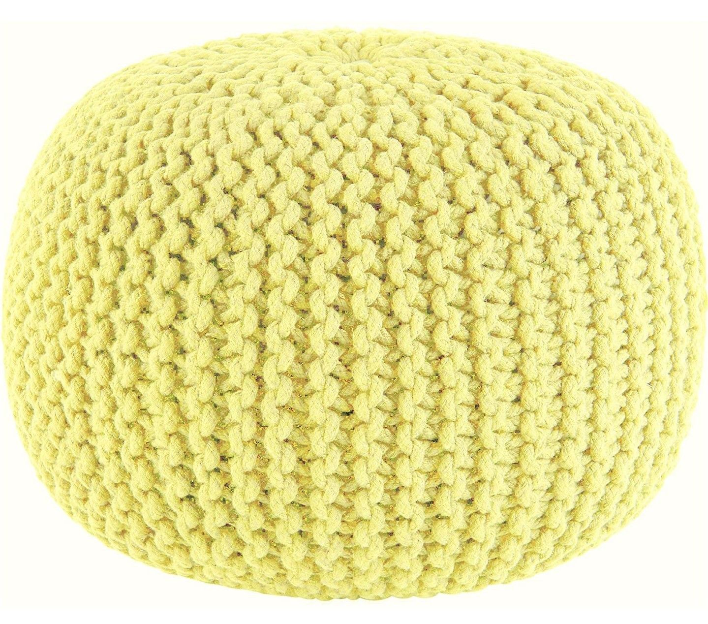 Crochet Knit Pouf Large - Pale Yellow