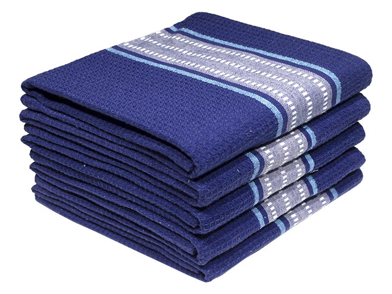 Multipurpose, Easy Fit, Absorbent Kitchen Towel - Design 2179 - 050x070cms - (05 Pc Pack) - Stripes - Royal Blue