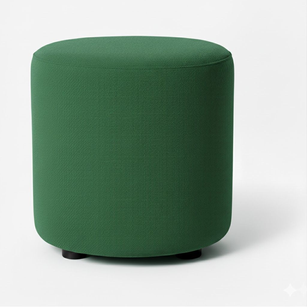 Round Upholstered Fabric Ottoman Green