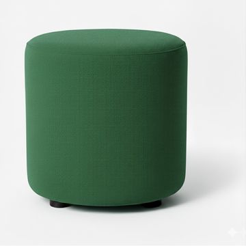Round Upholstered Fabric Ottoman Green