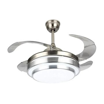 Modern Retractable Ceiling Fan Light 8605 silver - MRUL