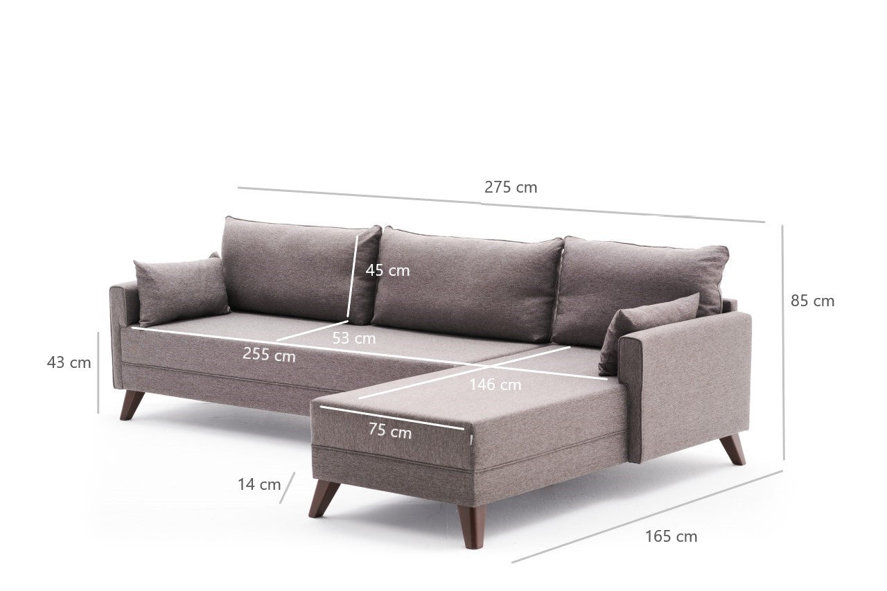 Bella Corner Sofa Right - Blue