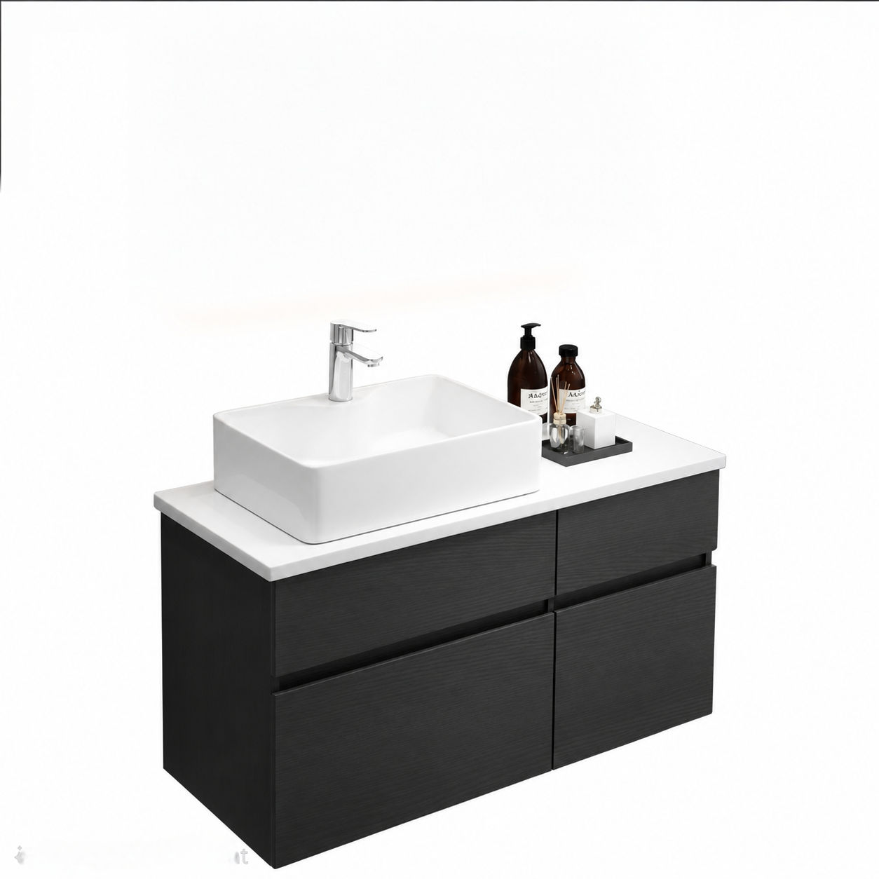Alpine Black Single Basin Vanity with Top and Basin