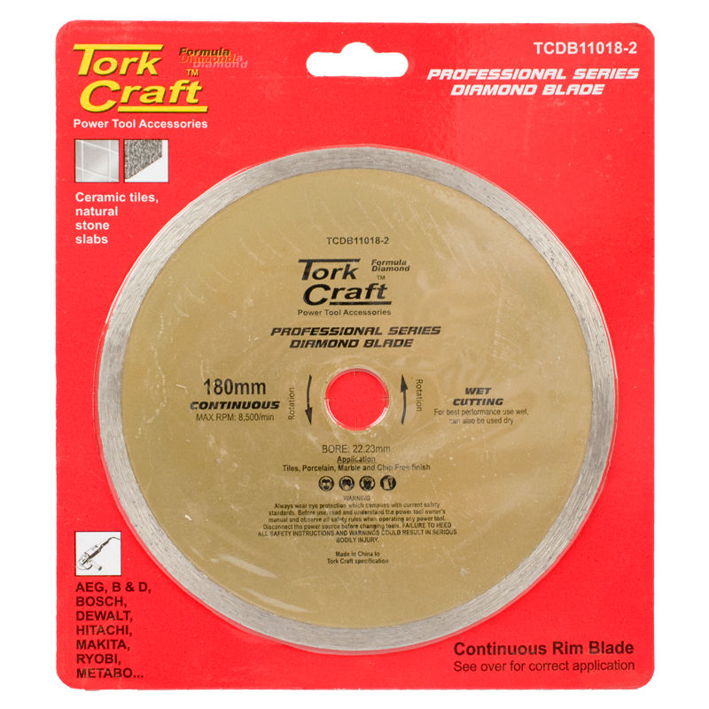 Tork Craft - Diamond Blade 180mm x 22.23 Continues Rim