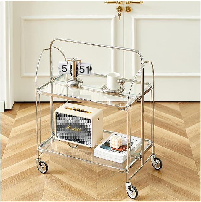 Bello Fold & Roll 2 Tier Folding Trolley/Cart Silver