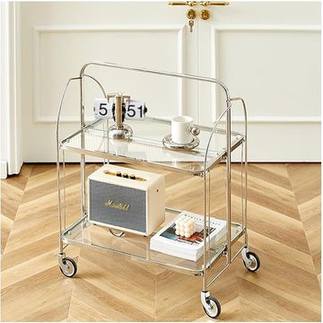 Bello Fold & Roll 2 Tier Folding Trolley/Cart Silver
