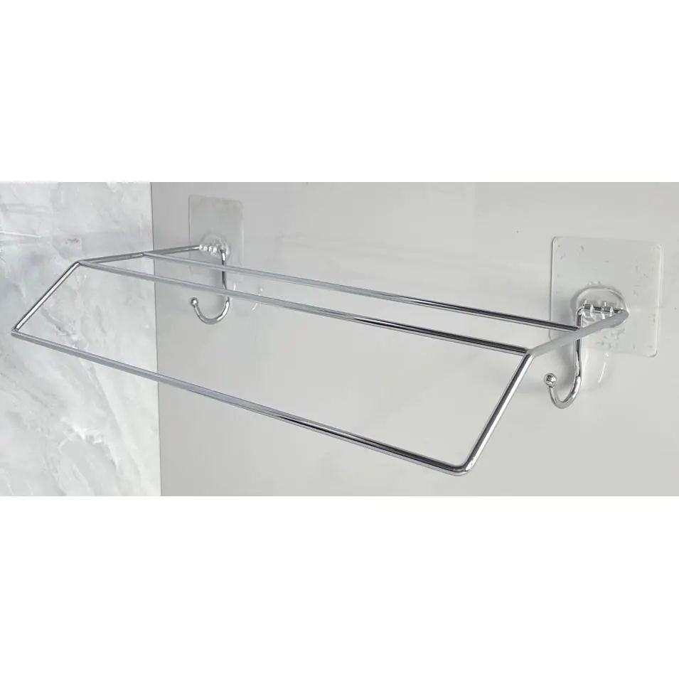 Double Towel Rail, Stainless Steel, Stick-On – 40cm