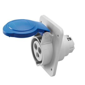 16A 2P+E 230V 10Deg Sock-Outlet IP44 6H 62x62 Flange