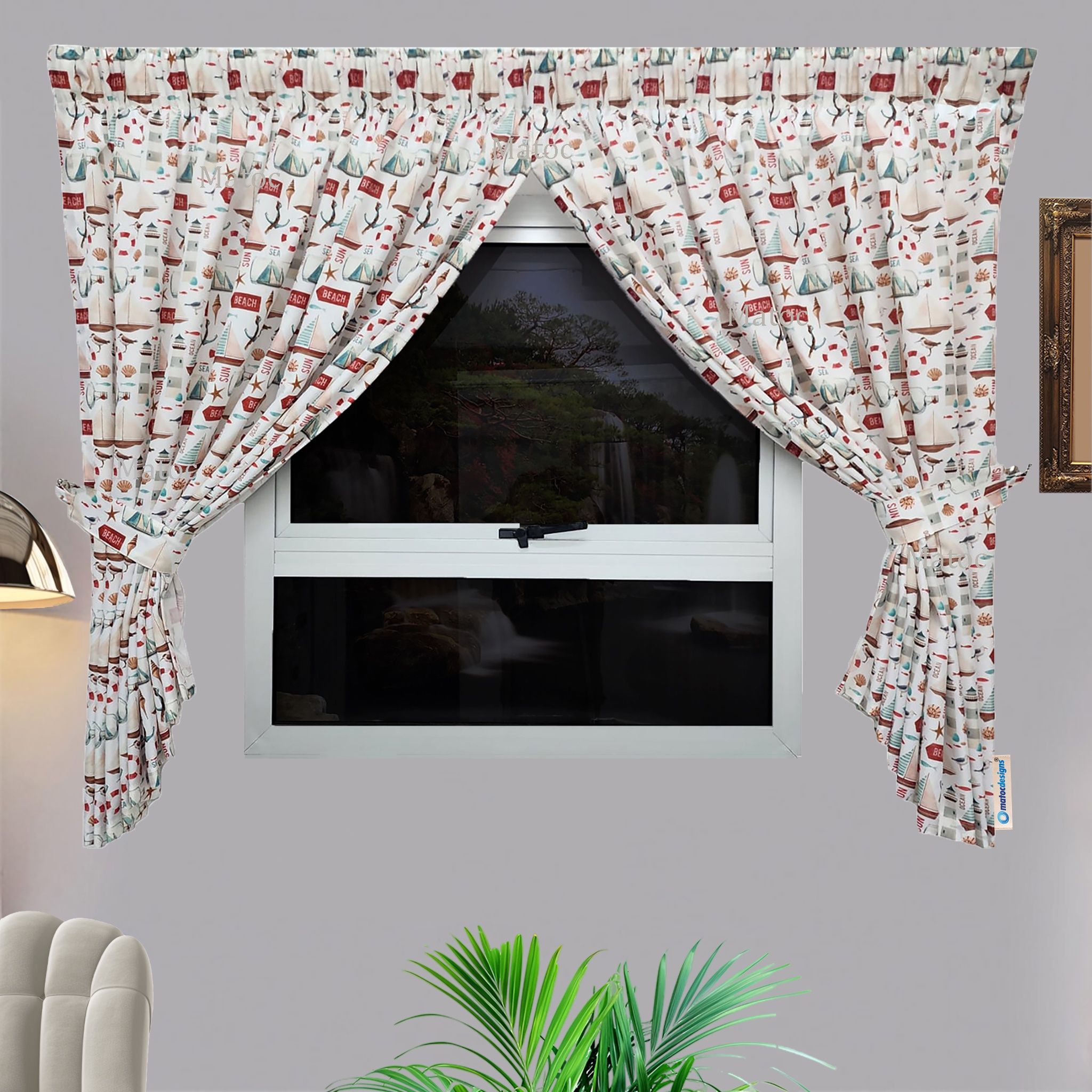 Matoc Designs Shorter Curtain - Hamptons - Taped - 110cm W x 160cm H - Pack of 2