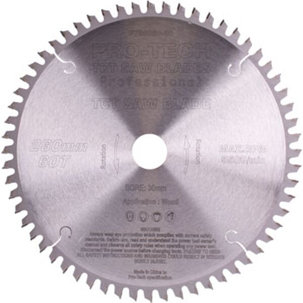Saw Blade Tct 260X2.5X30X60T Wood Prof. Pro-Tech Fes. Kapex