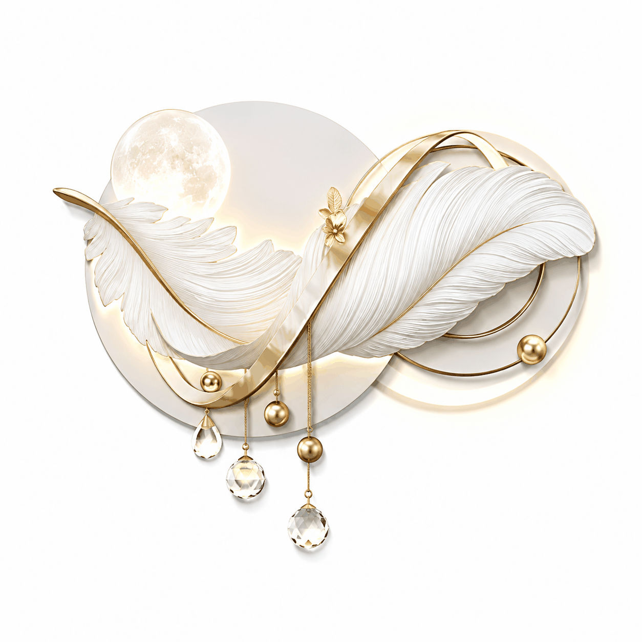 Luxurious 3D LED Feather Wall Art Decor