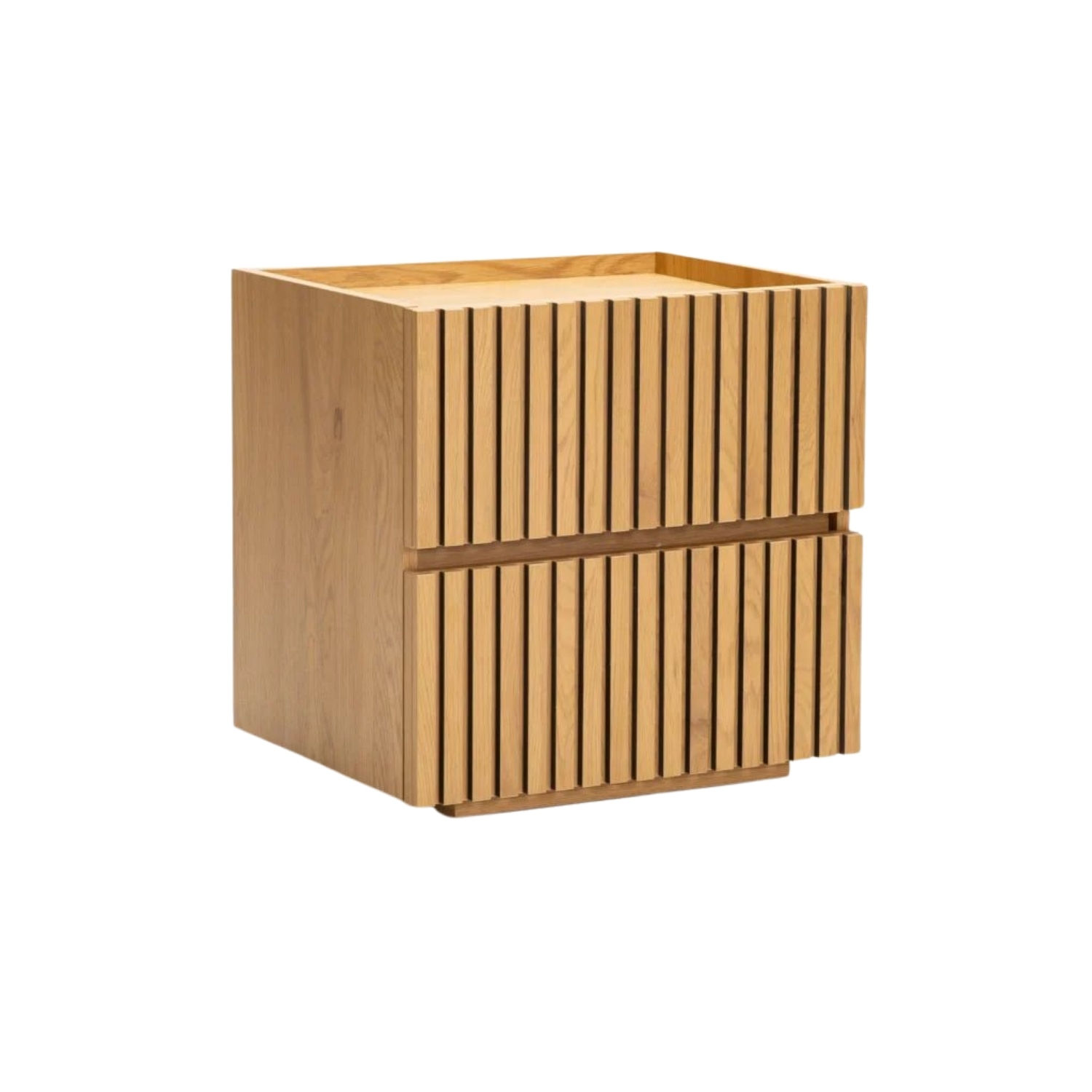 2 Drawer Oak Finish Bedside Pedestal