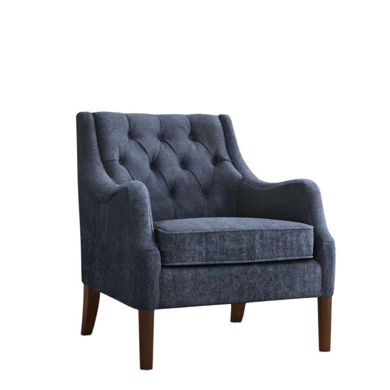 Anatonia Wide Tufted Wingback Chair - Navy