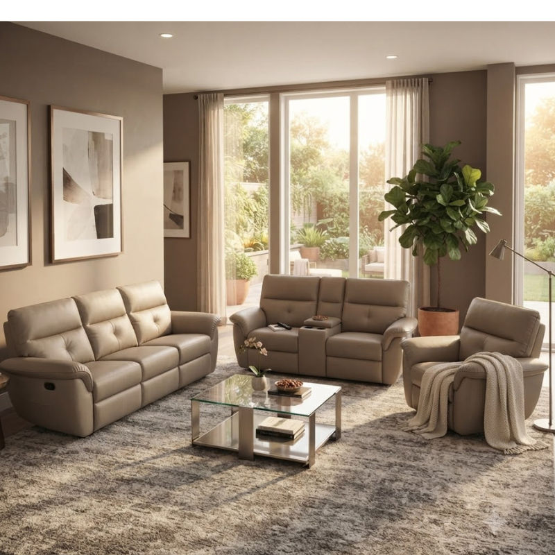 GOF Furniture – Verona 3-Piece Recliner Lounge Suite – Premium PU Leather Sofa Set