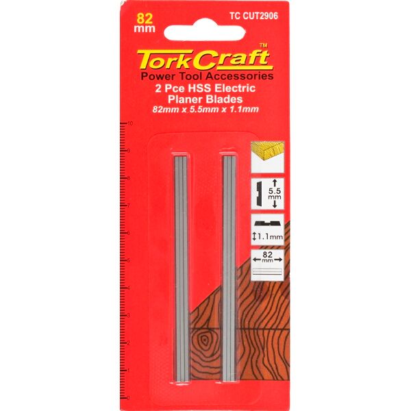 Planer Blades 82Mm X 5.5Mm X 1.1Mm Hss Insert 2Pce