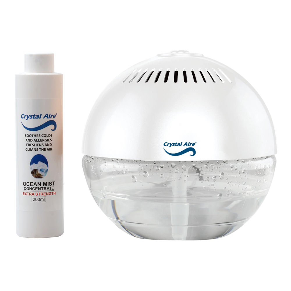 Crystal Aire LED Globe Air Purifier & 200ml Ocean Mist Concentrate Bundle