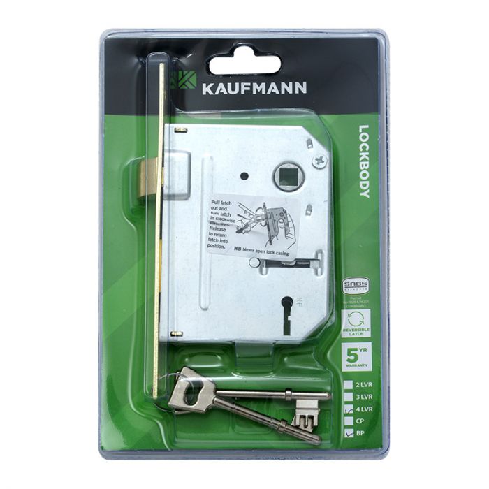 Kaufmann - Lockbody 4 Lever Sabs Brass Plated - 2 Pack