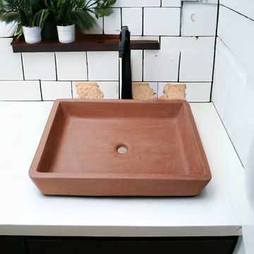 Terracotta Concrete Sink for Kitchen or Bathroom 605x410x130mm