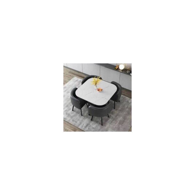 Dining Table And Chairs - 5 Pieces - Marble tabletop - Assembled