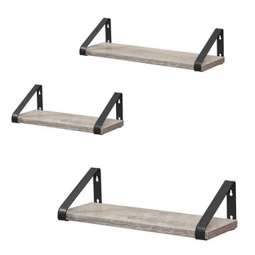 Bragg Dublin Floating Wall Shelves Set of 3, Greige
