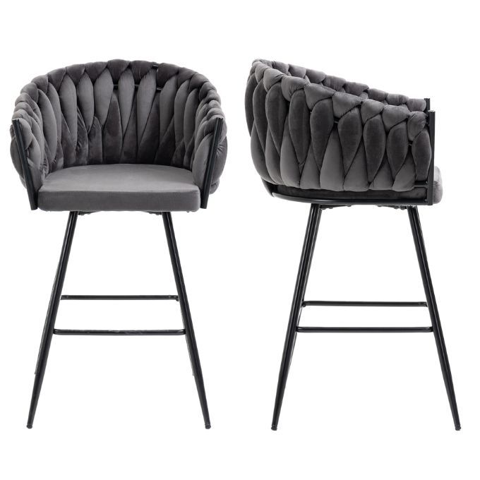 Everfurn Pack of 2 Premium Florest Large Velvet Barstool