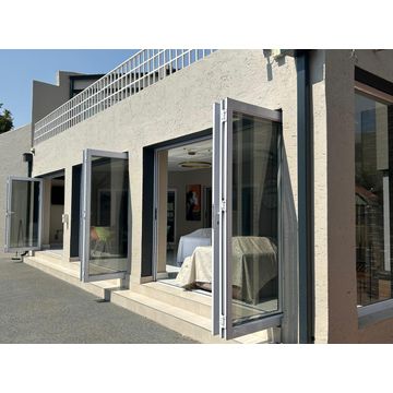 GreenLine interiors Aluminium folding door 5 panel Right Black hand opening W4000MM x H2100MM