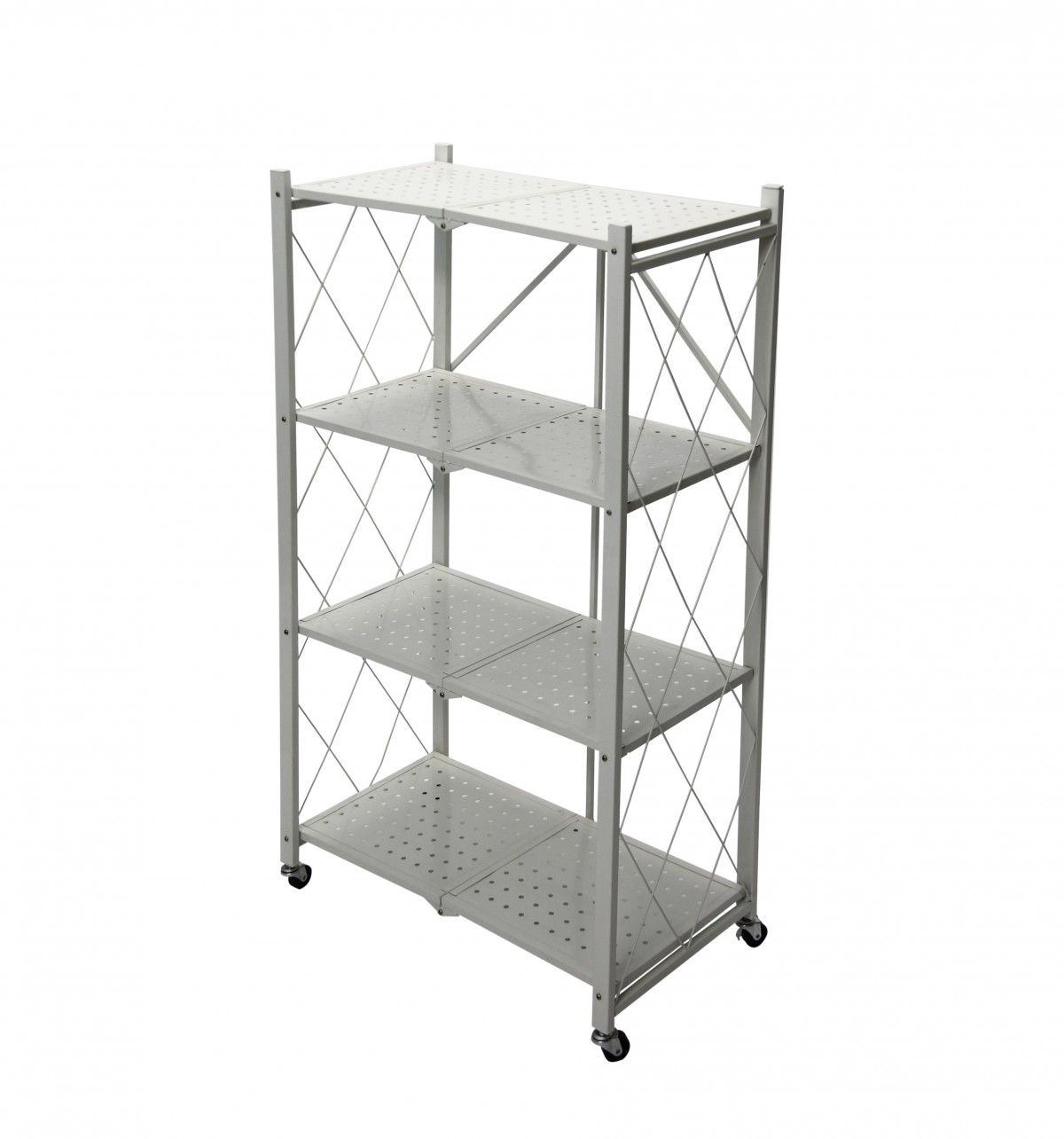 Fine Living Foldable Storage Rack-White Metal 4 La