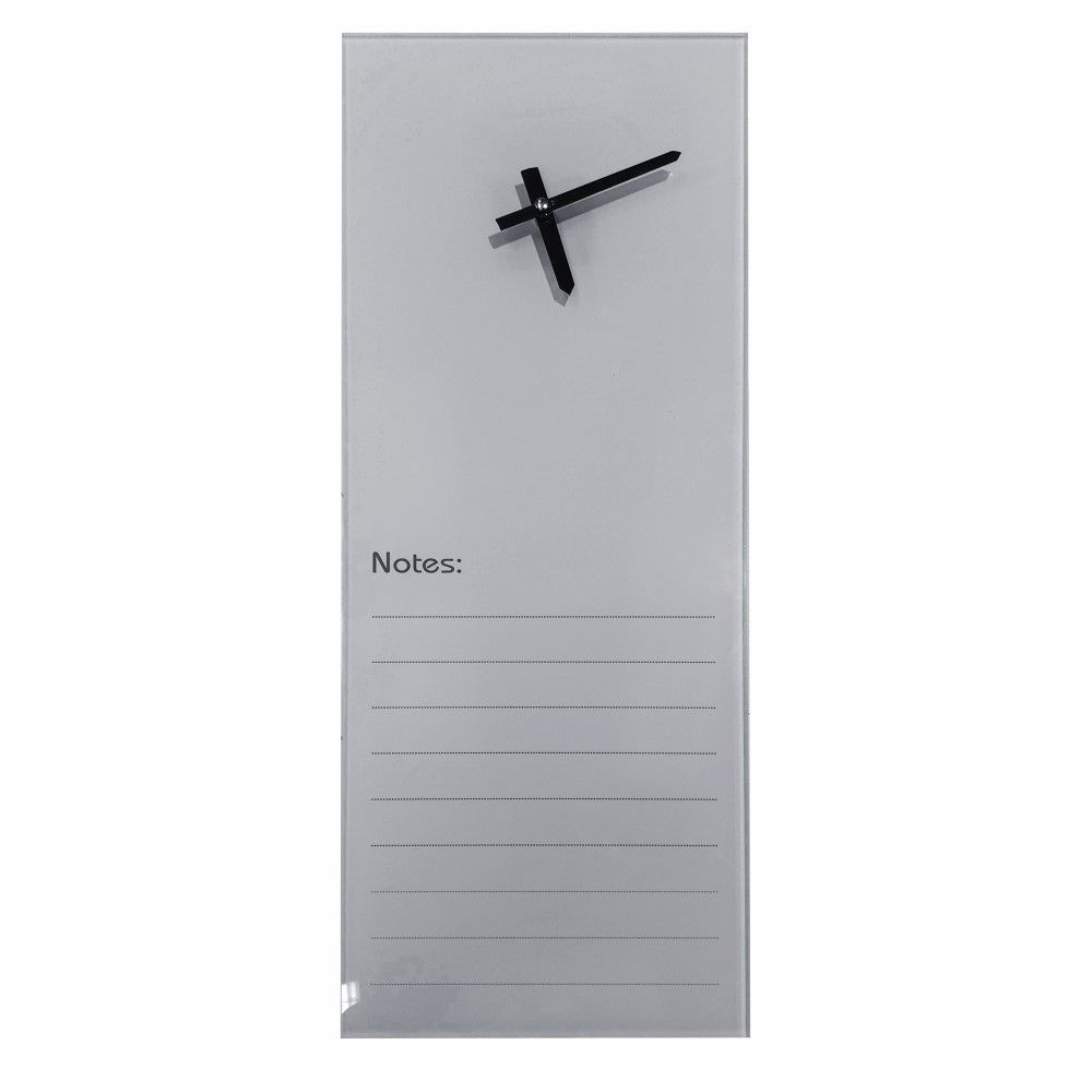 Glass Clock With Notes (200 x 580mm - Grey)