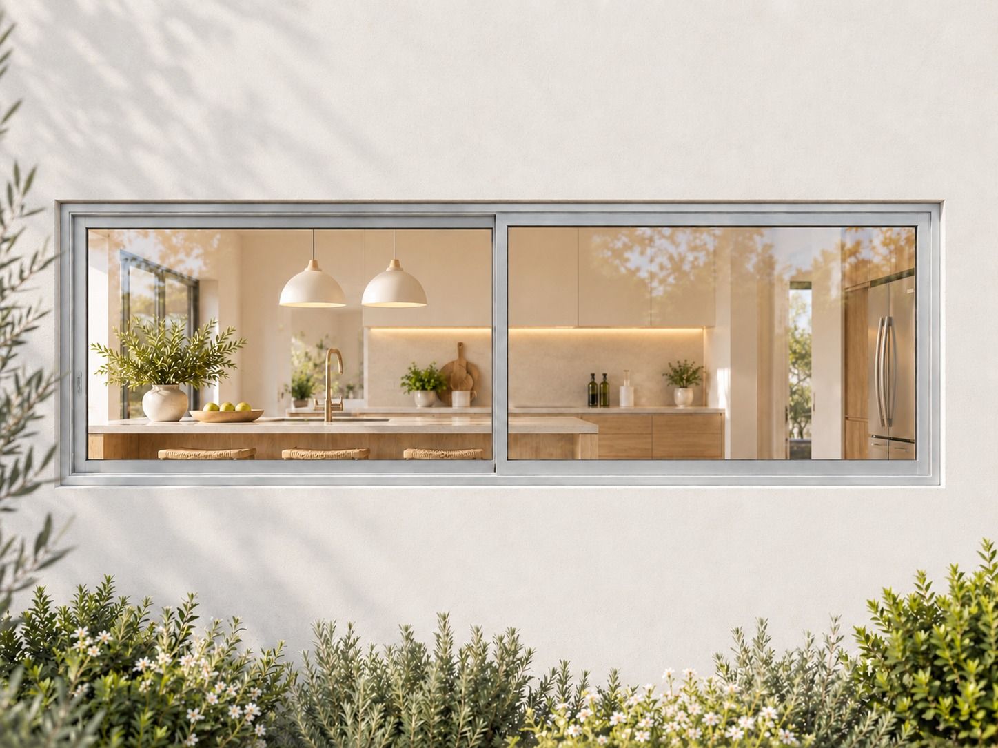 Kenzo Aluminium Sliding Window - Silver, 2100 600 mm, Two Sliding Panels