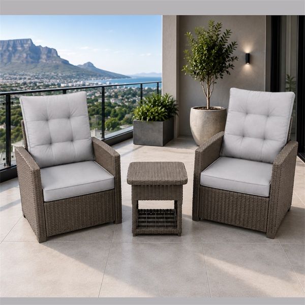 Prestige Home - Geneve 3-Piece Recliner Patio Set - Taupe Grey Wicker