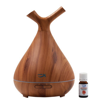 Crystal Aire Sapling Dual Nozzle LED Ultrasonic Aroma Diffuser with 10ml Grapefruit Essential Oil