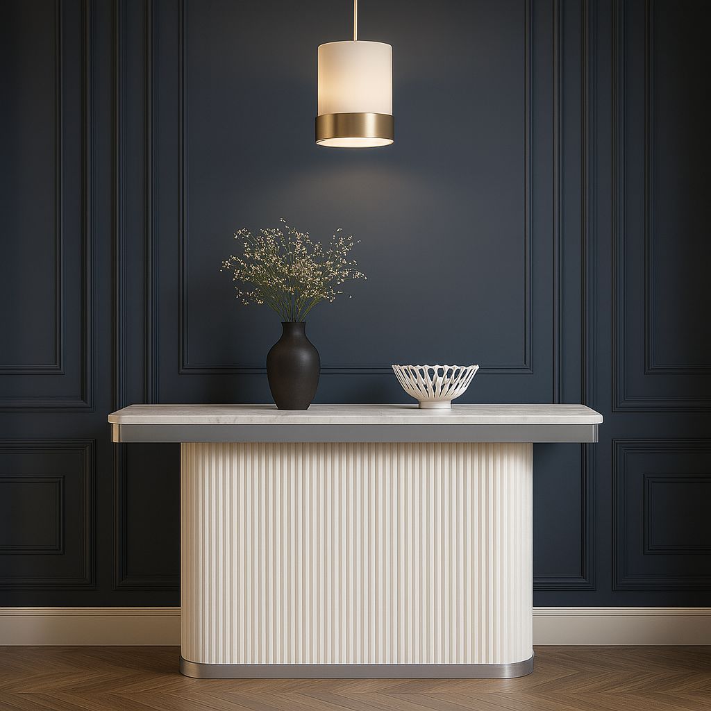 IG Furn- Vittoria White & Silver Console