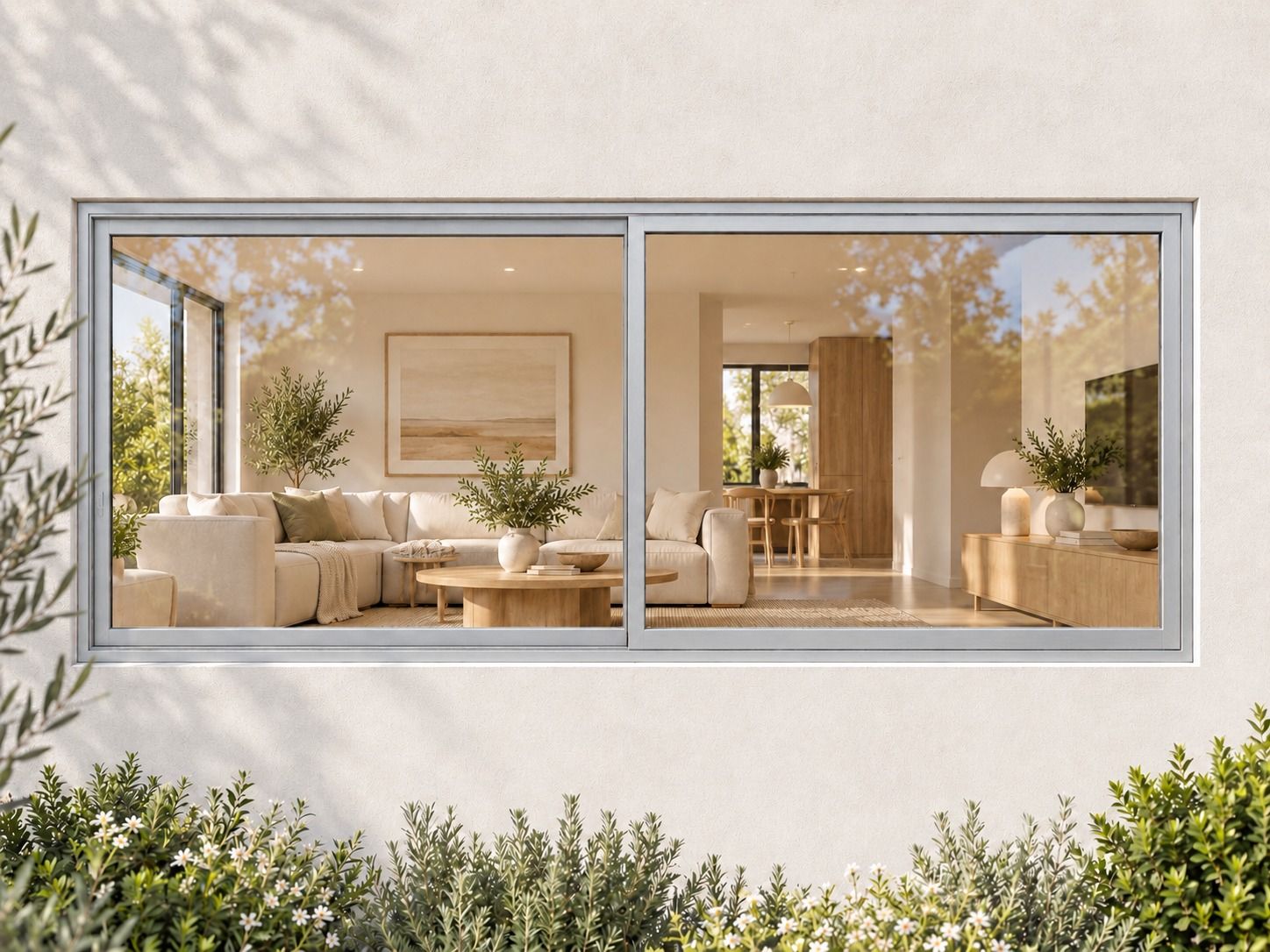 Kenzo Aluminium Sliding Window - Silver, 2100 900 mm, Two Sliding Panels