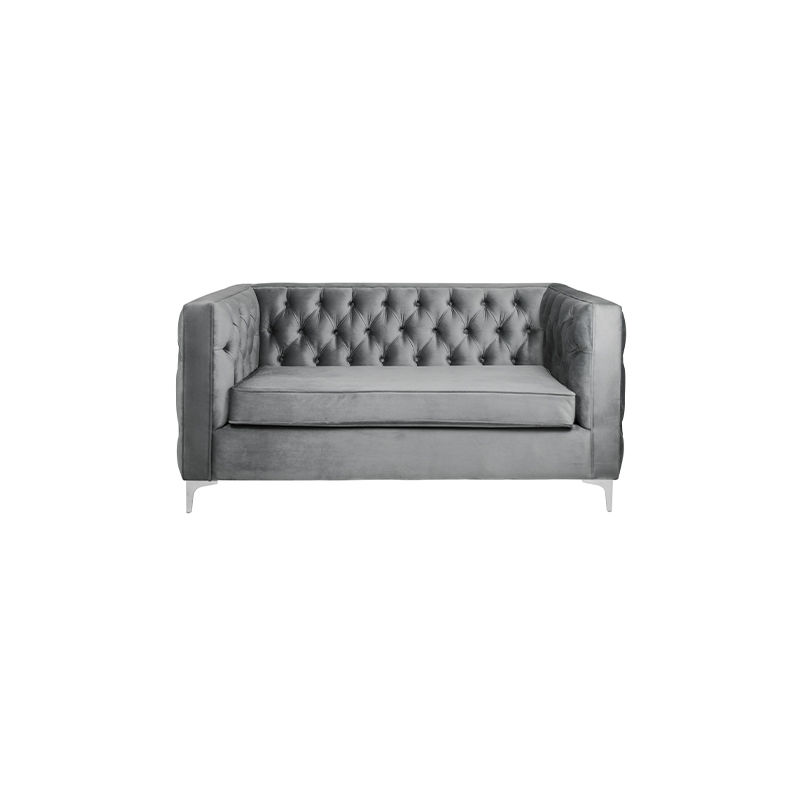 Oxford Two Seater Button Velvet - Grey