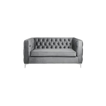 Oxford Two Seater Button Velvet - Grey