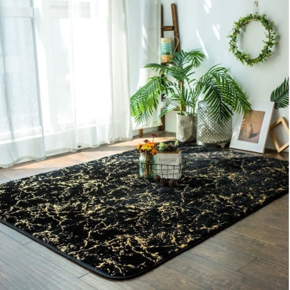 Nu Dekor - 3D Marble Design Carpet - 150 x 200cm - Black