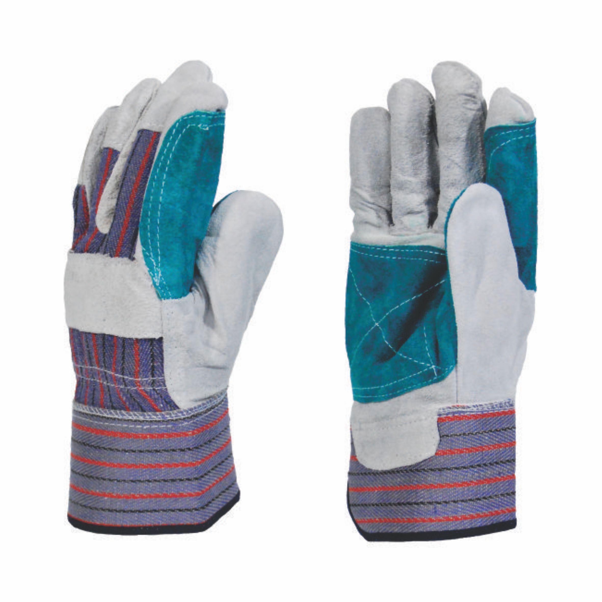 CANDY STRIPE CHROME LEATHER GREEN REINFORCED PALM GLOVES
