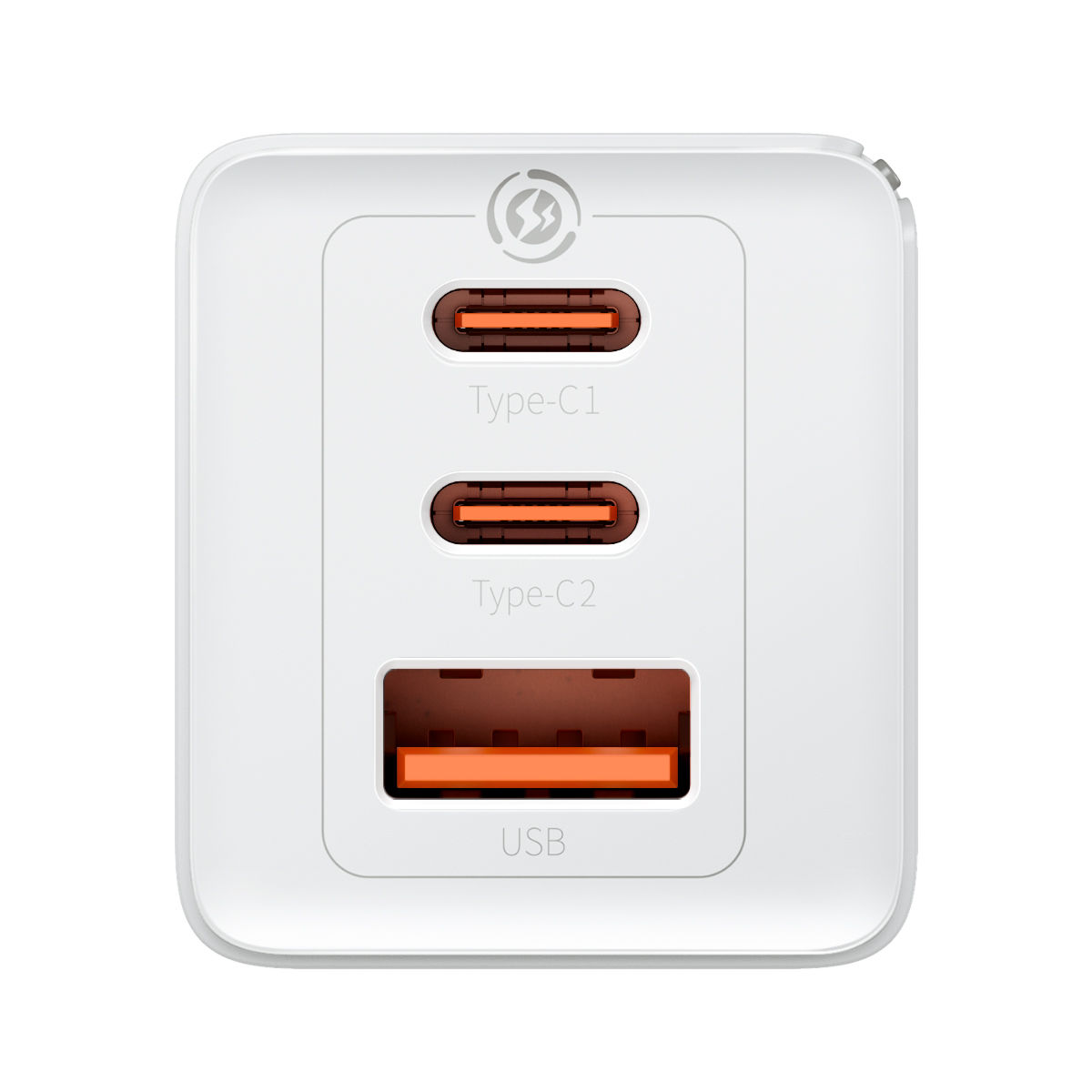 Baseus GaN5 Pro 65W Fast Charger with 3 Ports, 2 Type C + USB-A EU - White