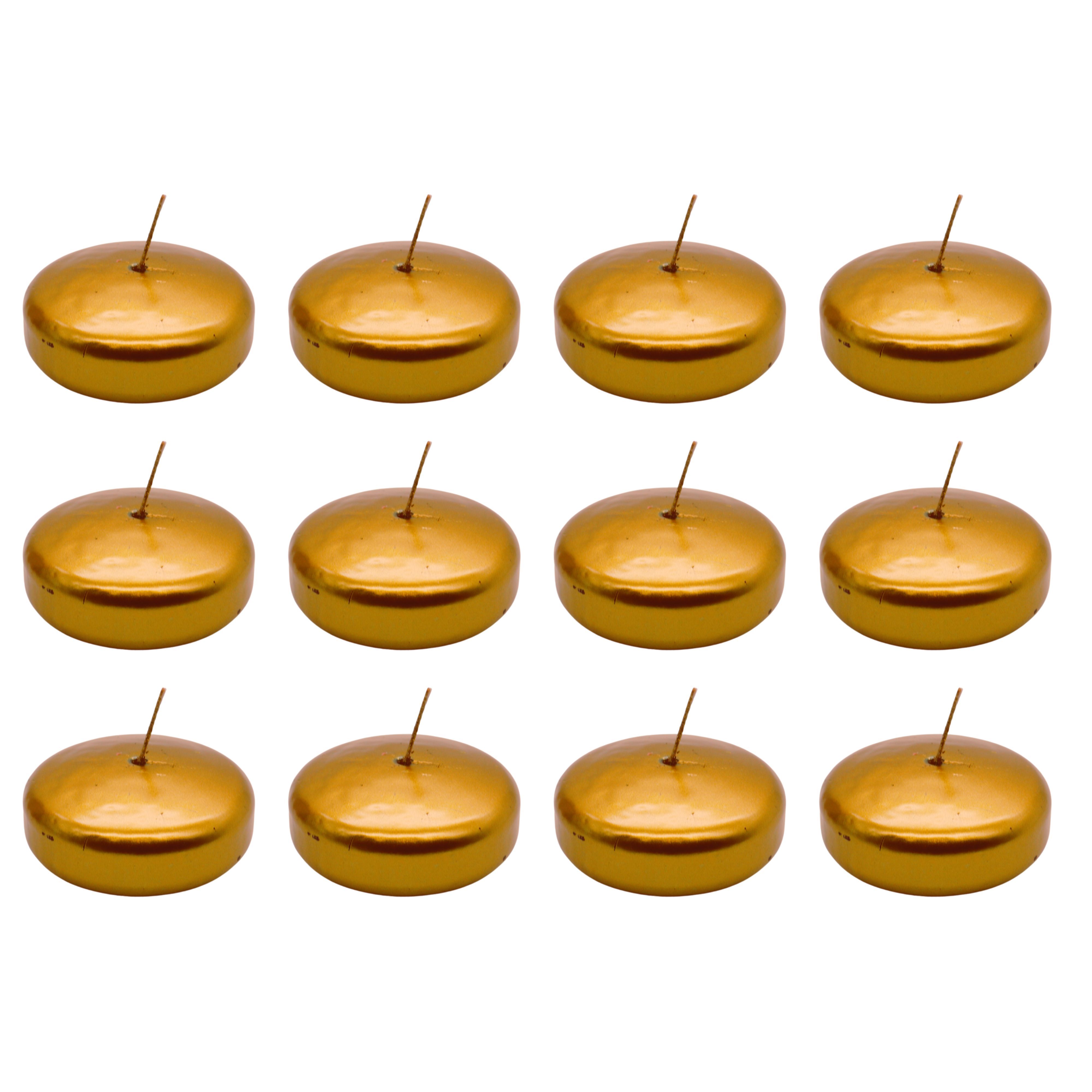 Exquisite and Long- lasting Gold Unscented Floating Candles - 12 Pack