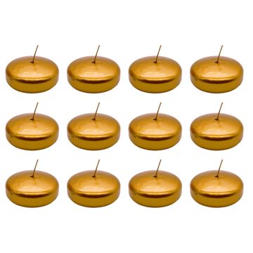 Exquisite and Long- lasting Gold Unscented Floating Candles - 12 Pack